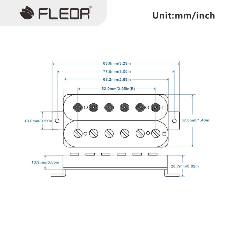 FLEOR Electric Guitar Humbucker Pickups Bridge Alnico 5 Pickup-Zebra - Image 3